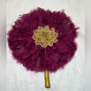 African Handmade Hand Fan With Feathers (Asoebi Bridal Occasion)